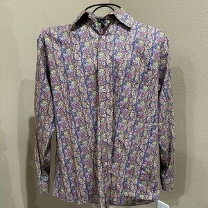 ALAN FLUSSER Men’s Button Down Floral Shirt, EUC!